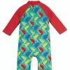 Frugi Little Sun Safe Suit - Pacific Aqua Parrots