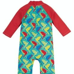 Frugi Little Sun Safe Suit - Pacific Aqua Parrots