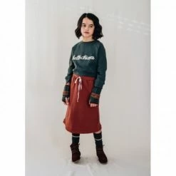 Belle Chiara Burnt Red Brown Boiler Plush Midi Skirt