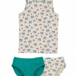 Frugi Set Canottiera E 2 Mutande In Cotone Bio Elefanti