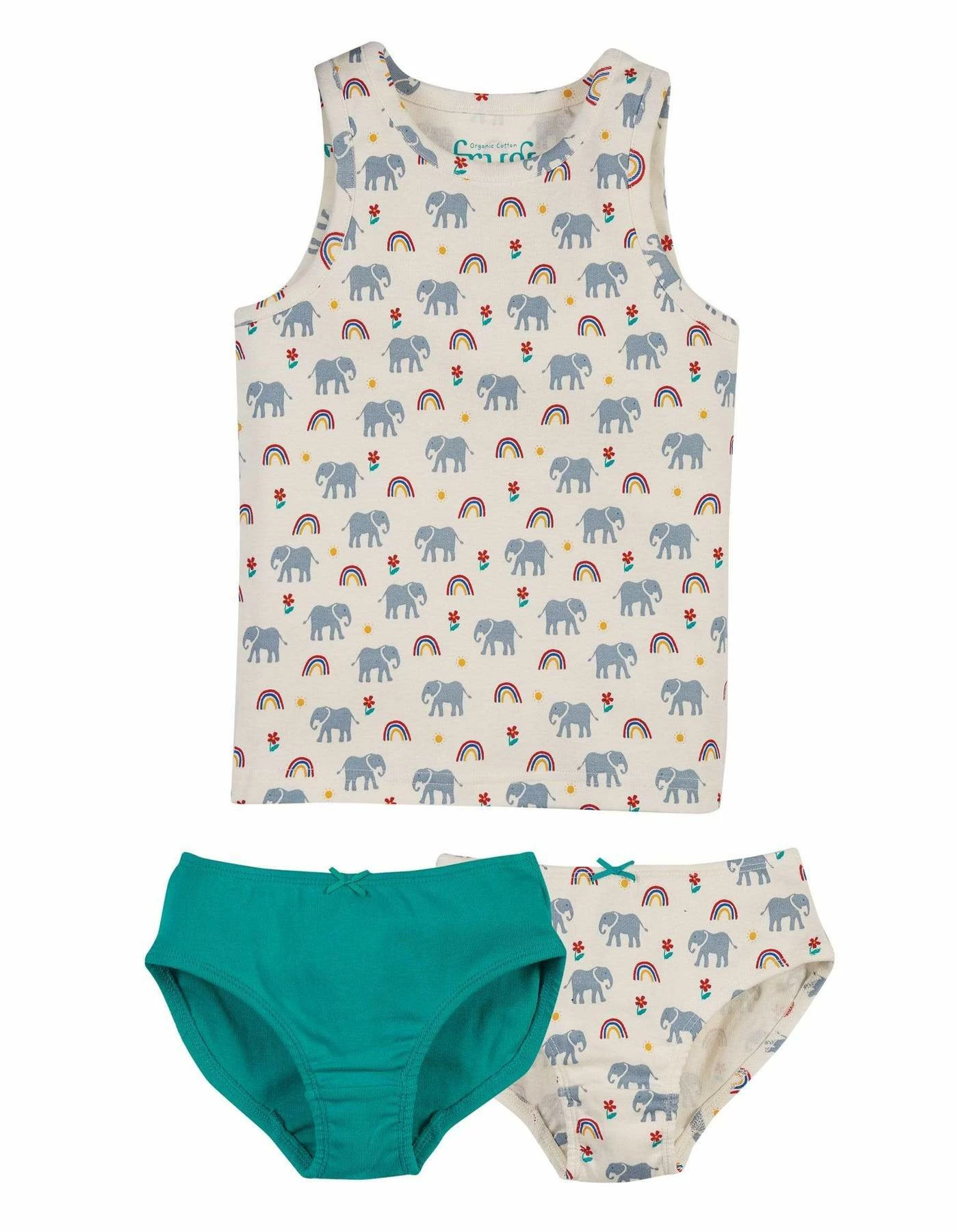 Frugi Set Canottiera E 2 Mutande In Cotone Bio Elefanti 4 Frugi Set Canottiera E 2 Mutande In Cotone Bio Elefanti