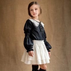 Belle Chiara 10 to 12 Years Off White Raw Degas Skirt