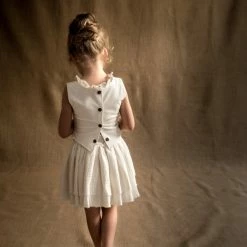 Belle Chiara 10 to 12 Years Off White Raw Degas Skirt