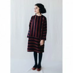 Belle Chiara Black and Brown Striped Caldera Dress