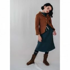 Belle Chiara Green Plush Midi Skirt