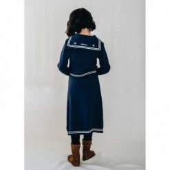 Belle Chiara Navy Blue Plush Marine Midi Skirt