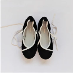 Belle Chiara Black Suede Ribbons Bellies with Vivid White