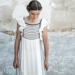 Belle Chiara 12 to 14 Years Off White Volanton Campesin Dress