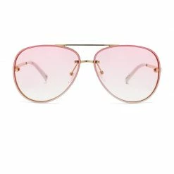 Le Specs Bright Gold and White Pink Grad Sunglasses