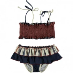 Belle Chiara Blue Double Stripe Volanton Bikini for 8 Year Girls