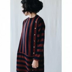 Belle Chiara Black and Brown Striped Caldera Dress