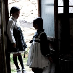 Belle Chiara Beige Crumpled Trapeze Dress for 6 to 8 Years Girls