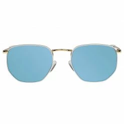 Le Specs Gold and White with Blue Mirror Sunglasses