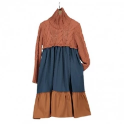 Belle Chiara Marine Leather Wool Dress