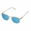 Le Specs Gold and White with Blue Mirror Sunglasses