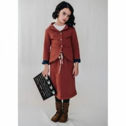 Belle Chiara Burnt Red Brown Boiler Plush Midi Skirt