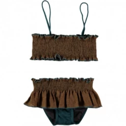 Belle Chiara Ocher Cypress Linen Lycra Bikini for 10 to 14 Year Girls